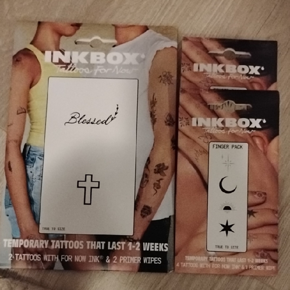 Inkbox Temp Tattoos 3 Pks Nwt Temporary Finger Tats Arm 2wks Lasting NWOT